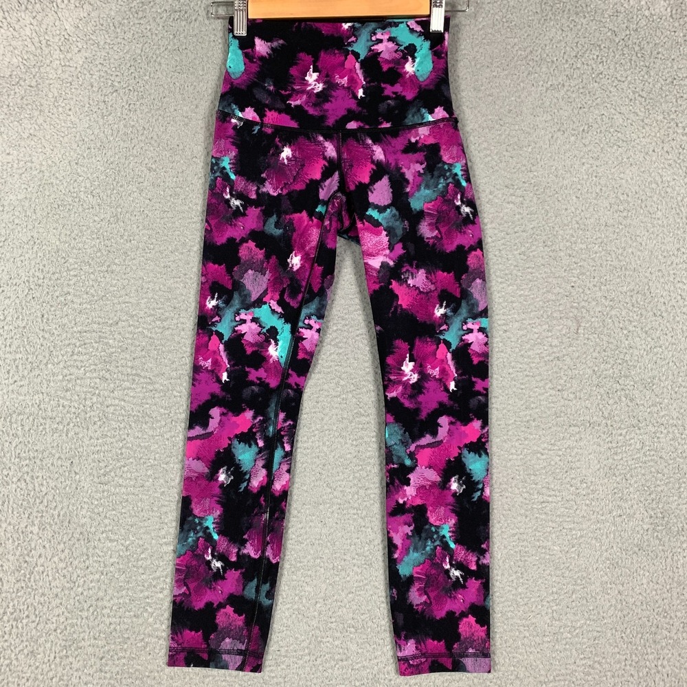 Lululemon Wunder Under Crop Leggings Women's 4 Midnight Bloom High Rise Gym Yoga